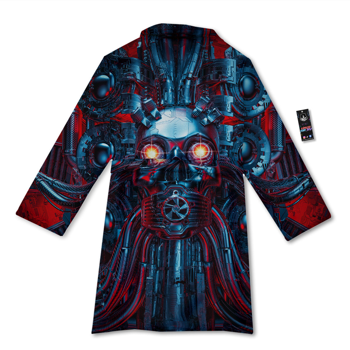 Red Machine Robot Print Bathrobe-grizzshop