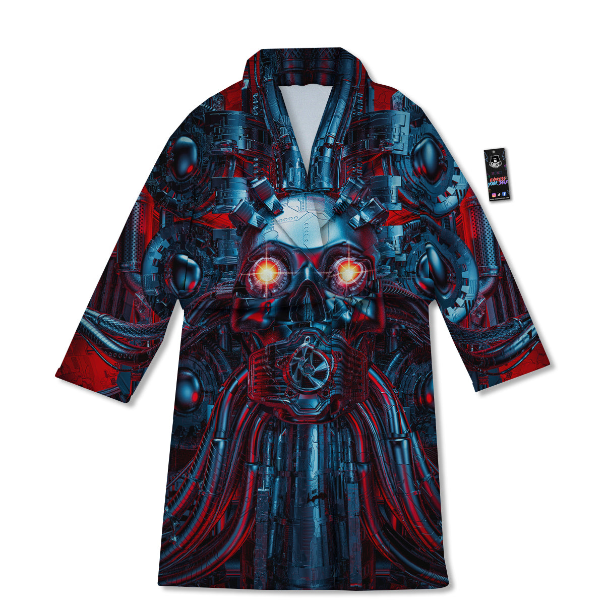 Red Machine Robot Print Bathrobe-grizzshop