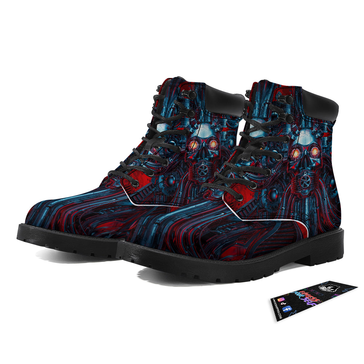 Red Machine Robot Print Boots-grizzshop