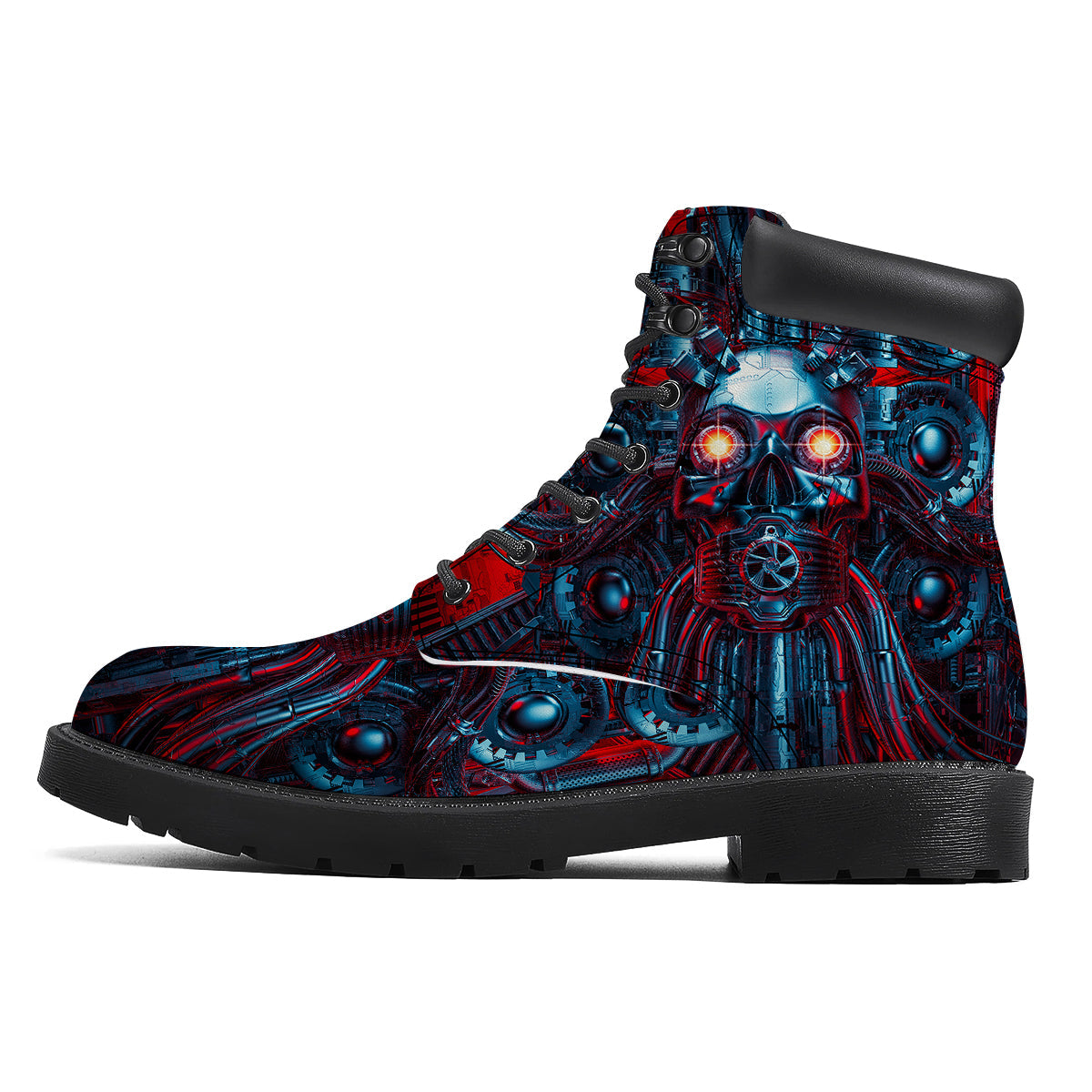 Red Machine Robot Print Boots-grizzshop