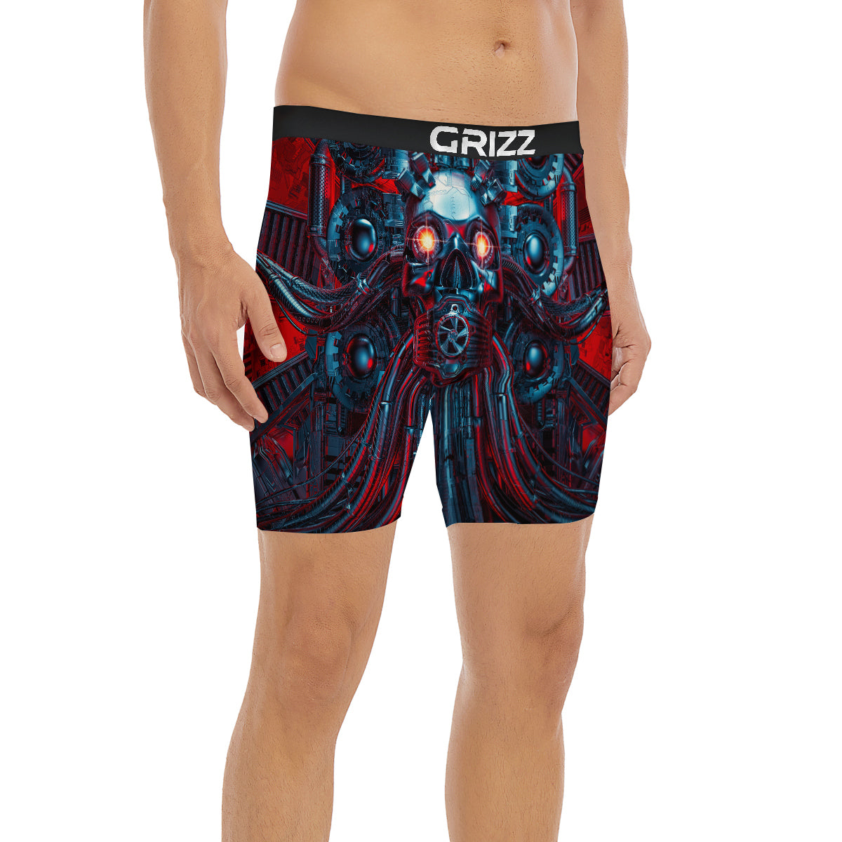 Red Machine Robot Print Boxer Briefs-grizzshop