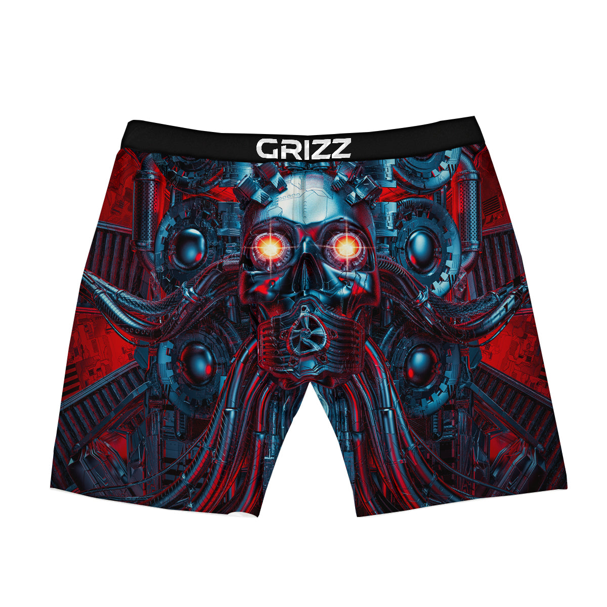Red Machine Robot Print Boxer Briefs-grizzshop