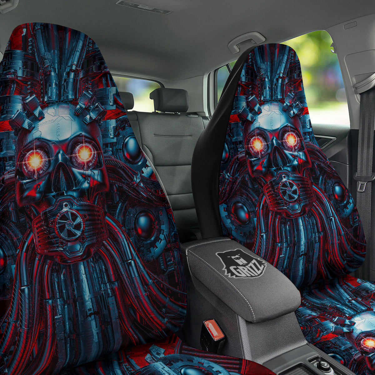 Red Machine Robot Print Car Seat Covers-grizzshop