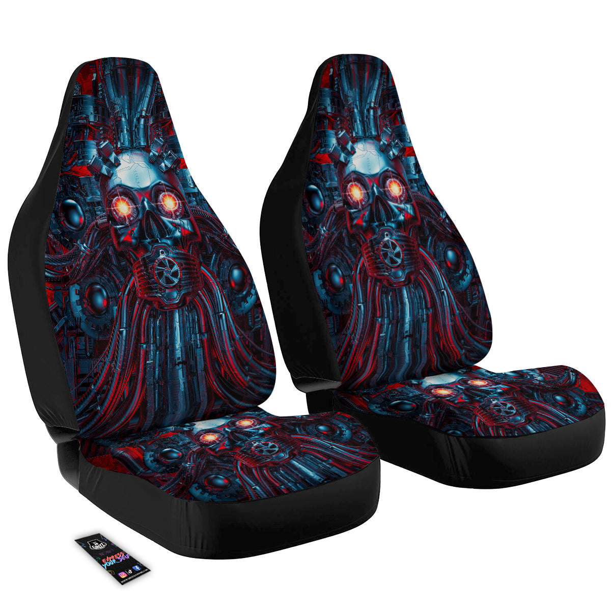 Red Machine Robot Print Car Seat Covers-grizzshop