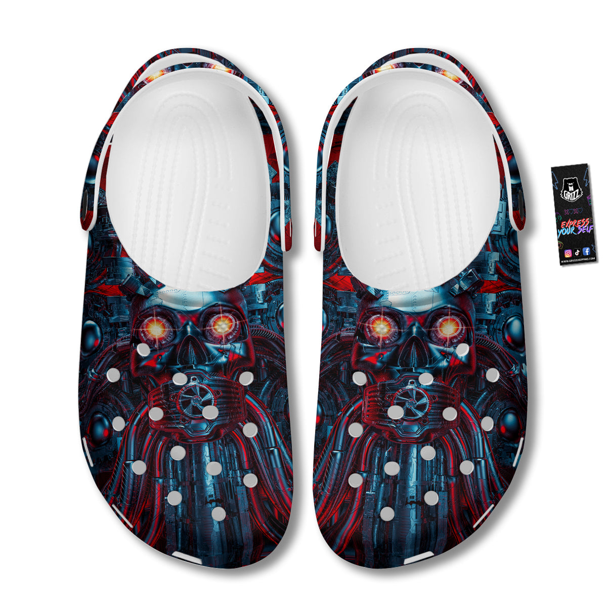 Red Machine Robot Print Clog-grizzshop