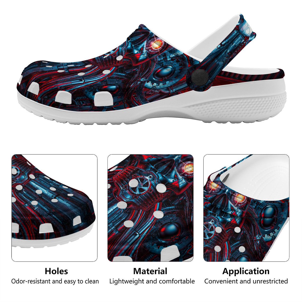 Red Machine Robot Print Clog-grizzshop