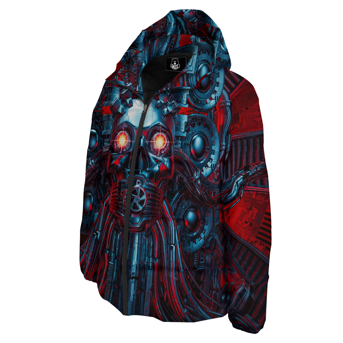 Red Machine Robot Print Down Jacket-grizzshop