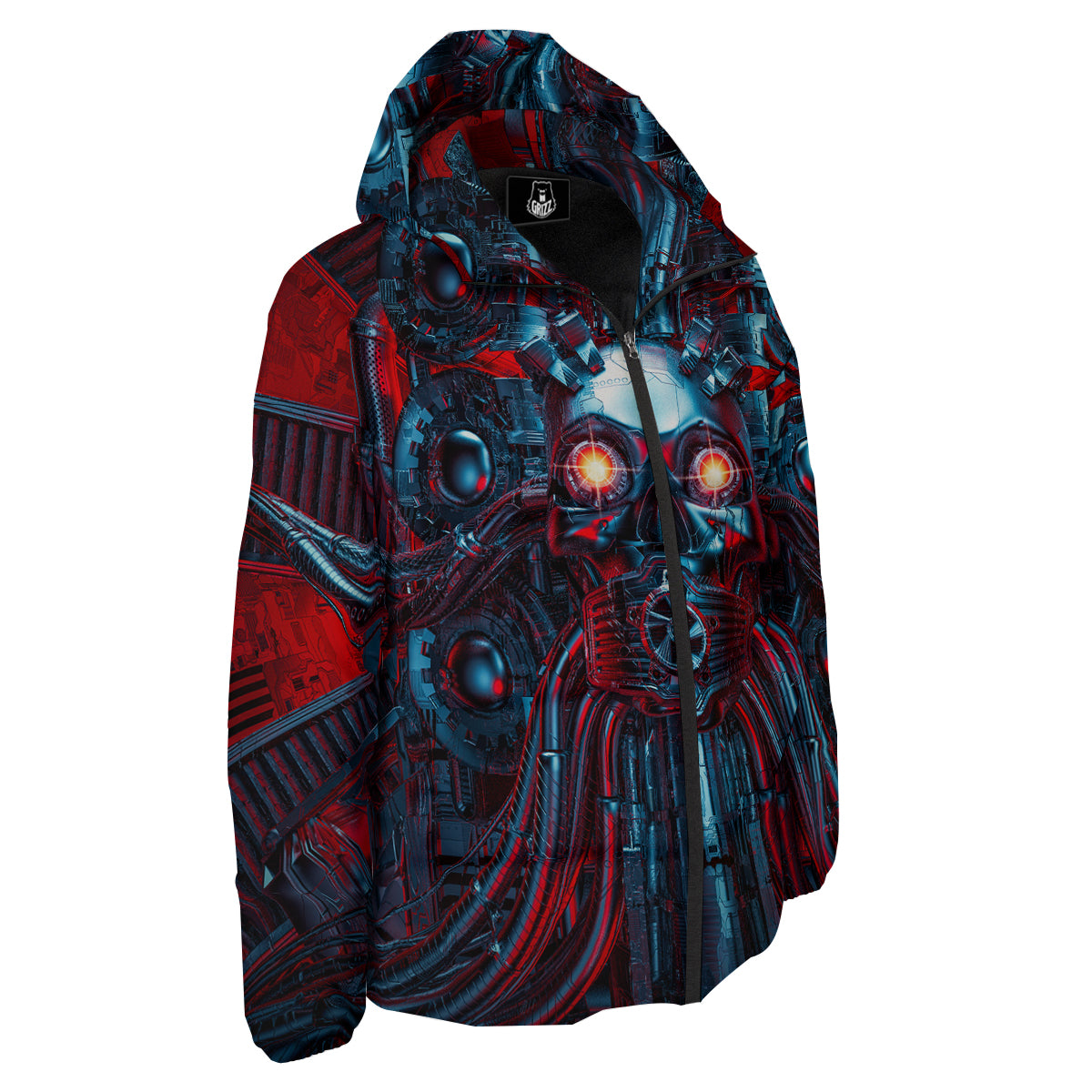 Red Machine Robot Print Down Jacket-grizzshop
