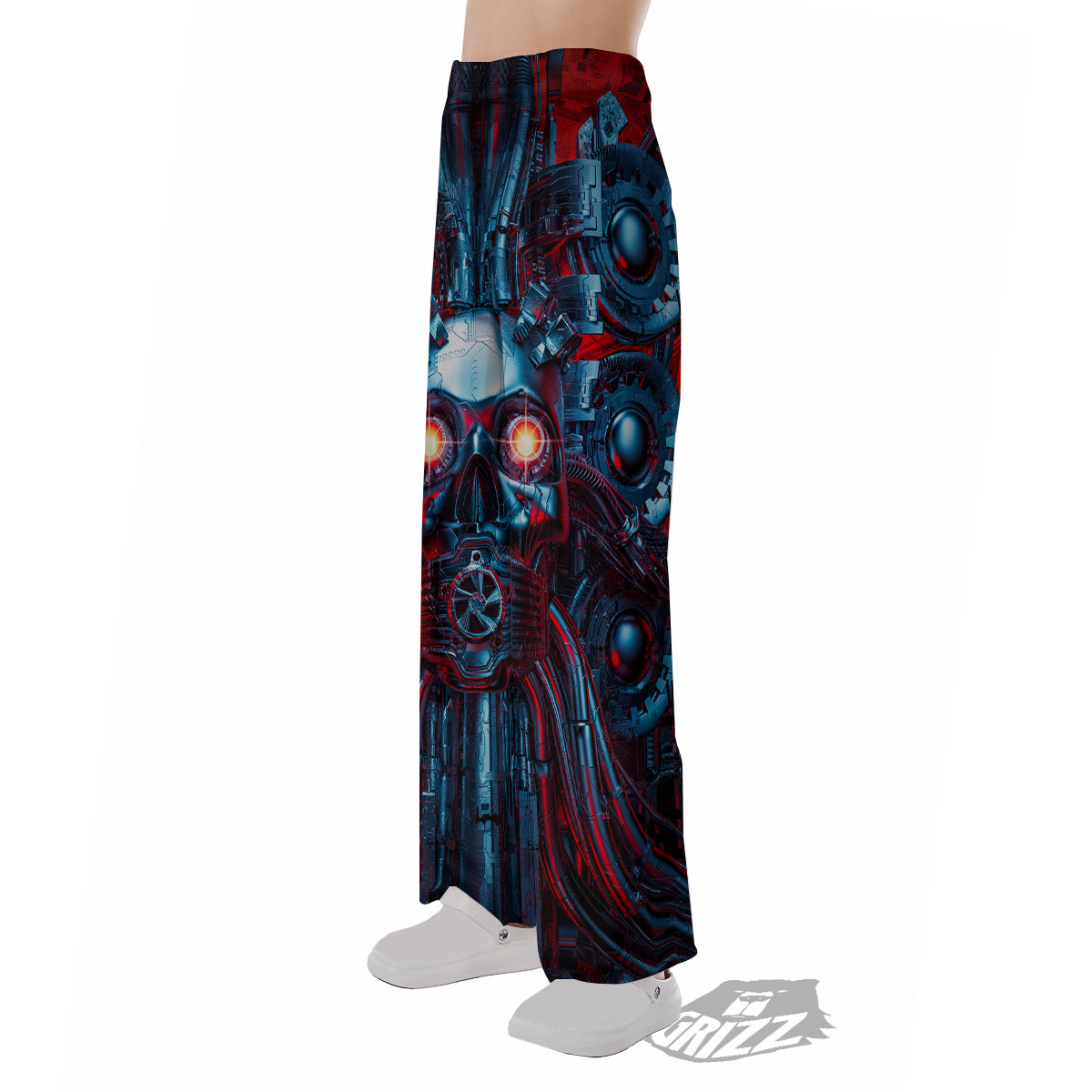 Red Machine Robot Print Pajama Pants-grizzshop