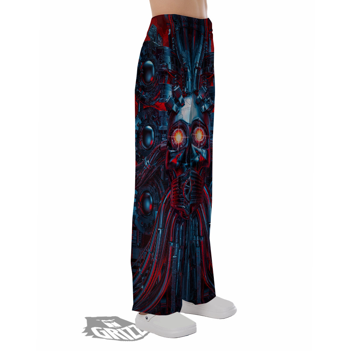 Red Machine Robot Print Pajama Pants-grizzshop