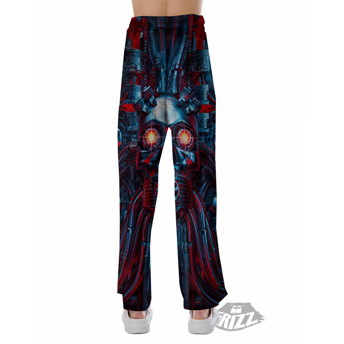 Red Machine Robot Print Pajama Pants-grizzshop