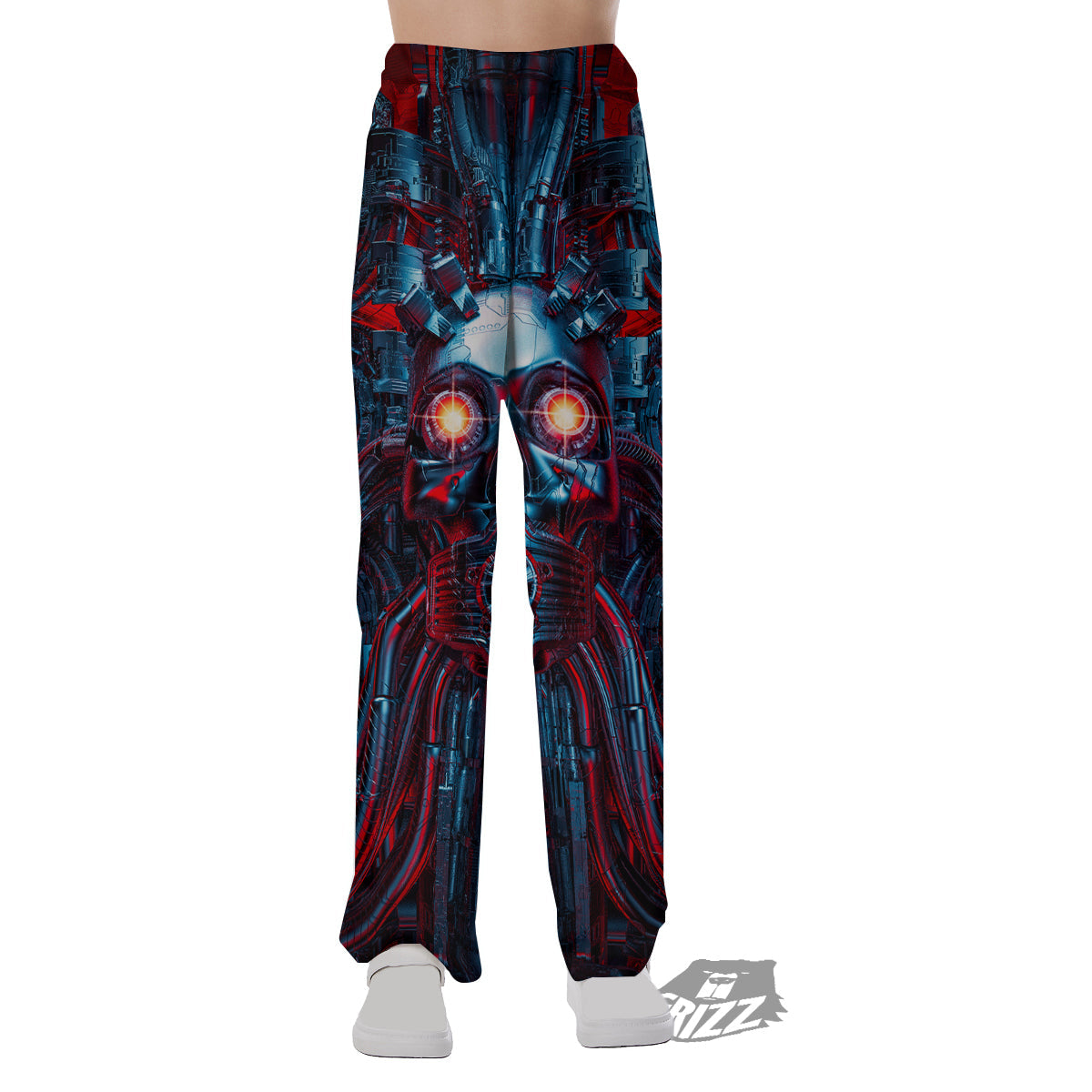 Red Machine Robot Print Pajama Pants-grizzshop
