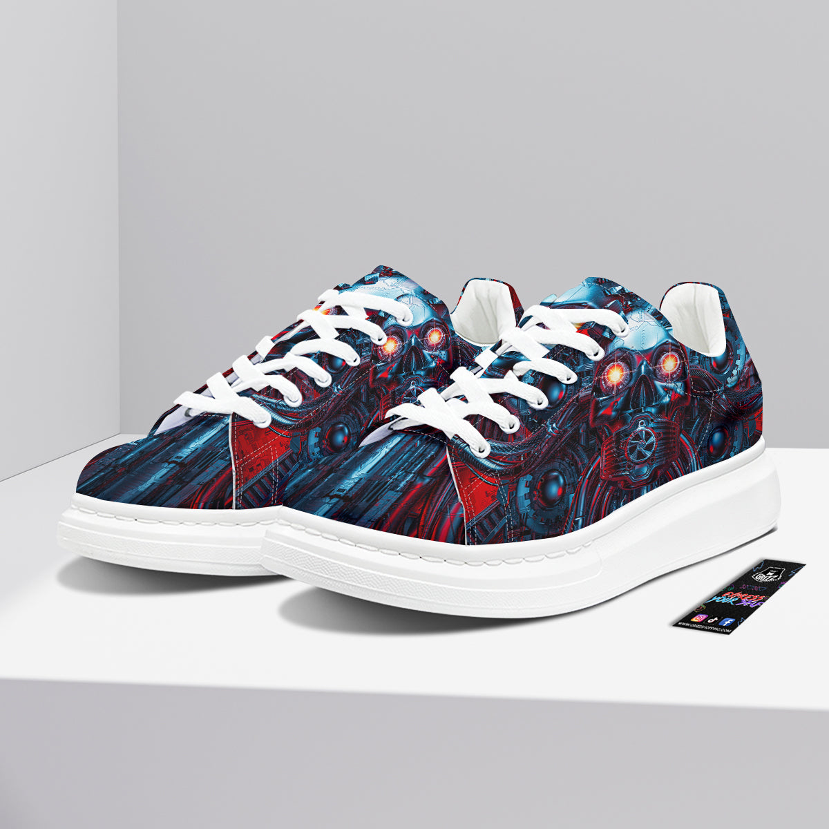 Red Machine Robot Print Platform Shoes-grizzshop