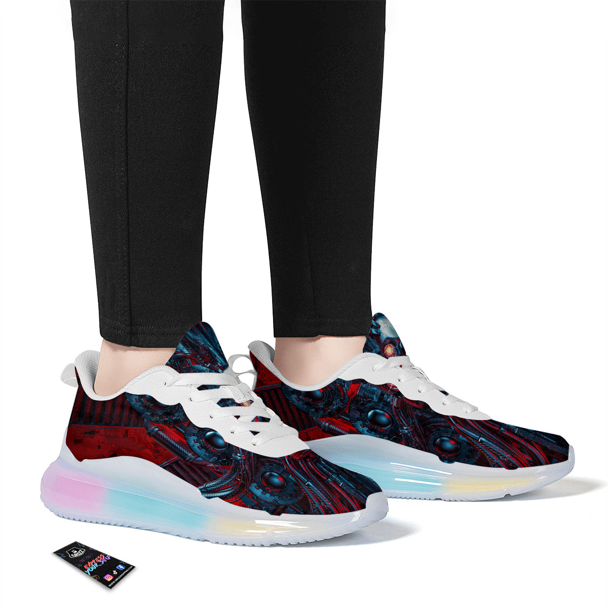 Red Machine Robot Print Running Sneakers-grizzshop