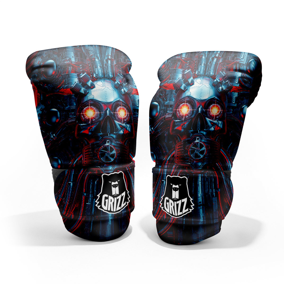 Red Machine Robot Print Sparring Gloves-grizzshop