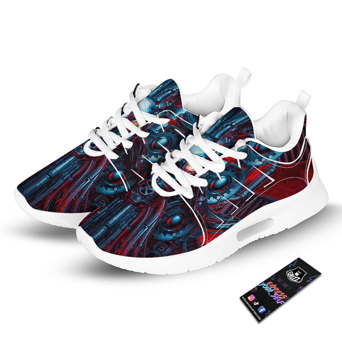 Red Machine Robot Print Tennis Shoes-grizzshop