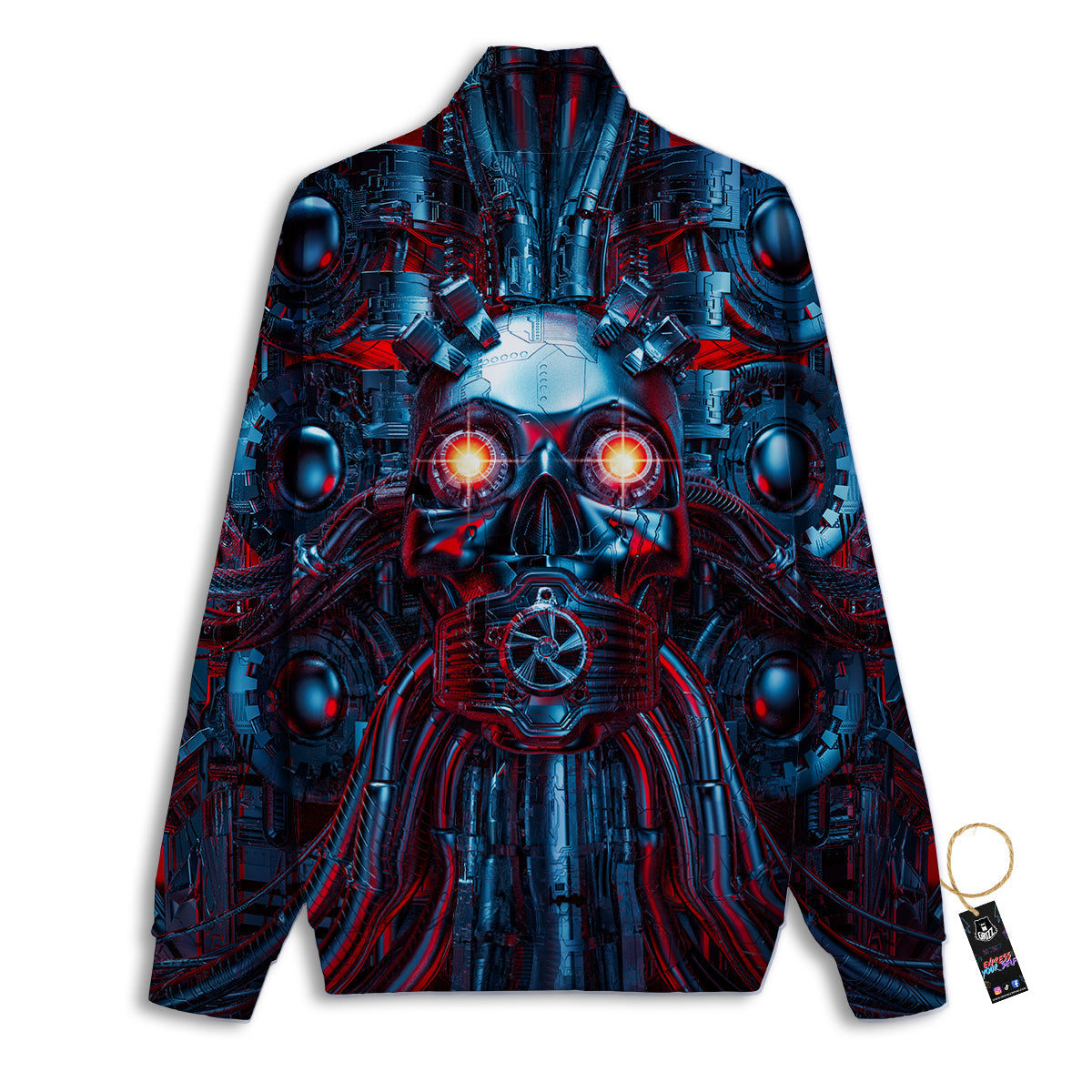 Red Machine Robot Print Track Jacket-grizzshop