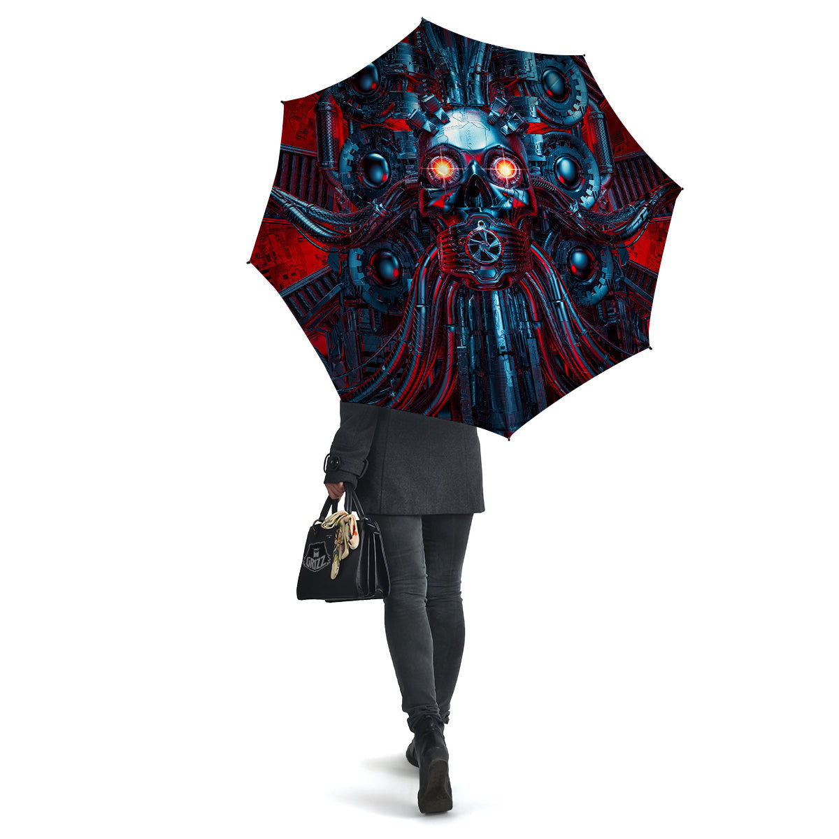 Red Machine Robot Print Umbrella-grizzshop