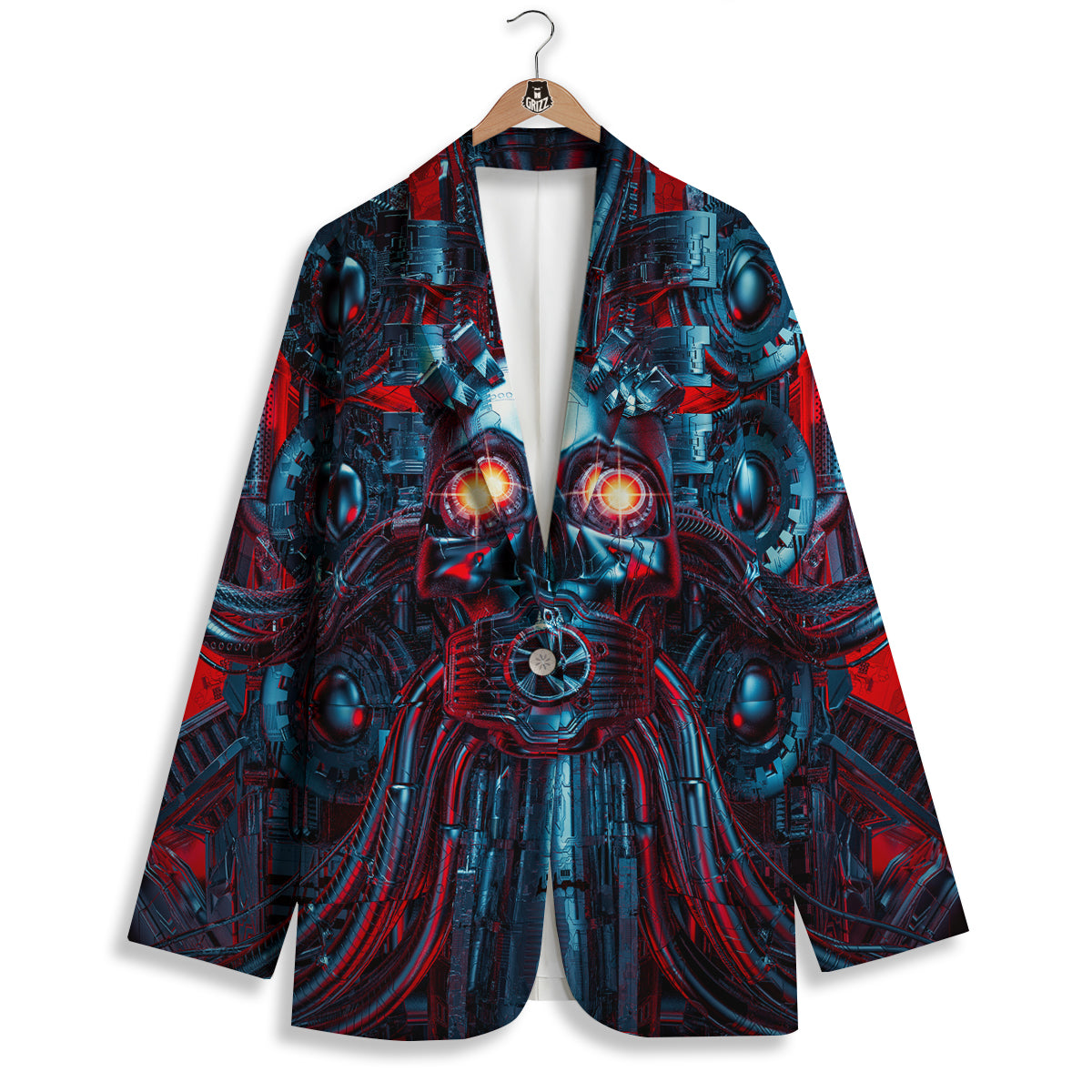 Red Machine Robot Print Women's Blazer-grizzshop