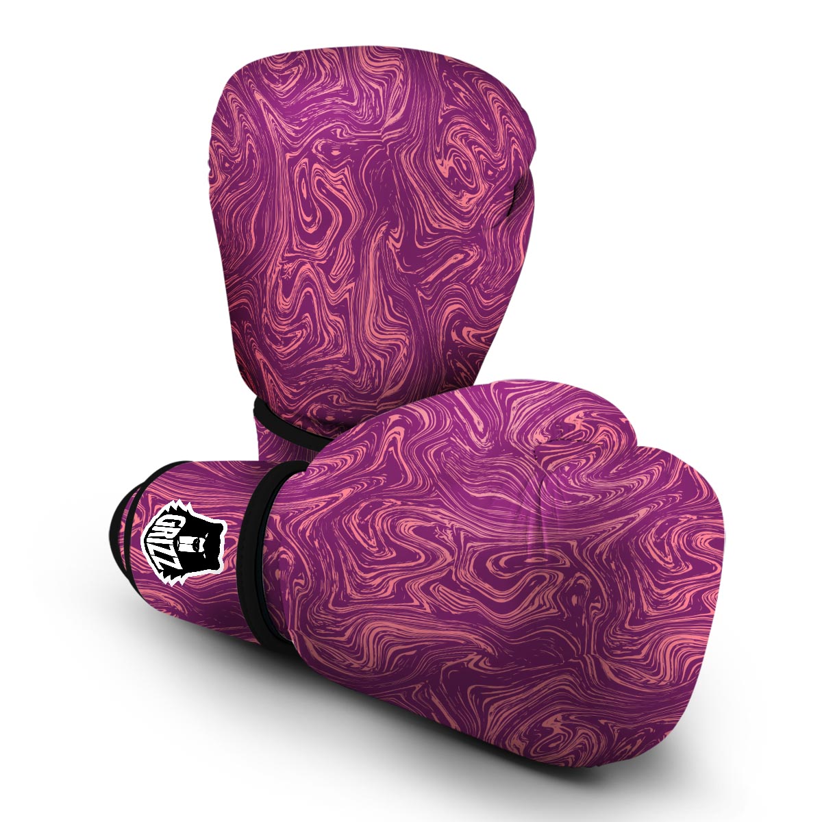 Red Marble Pattern Print Boxing Gloves-grizzshop