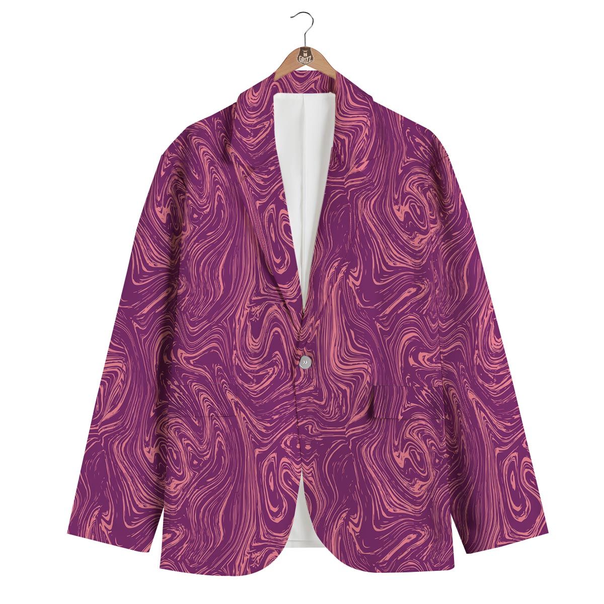 Red Marble Pattern Print Men's Blazer-grizzshop