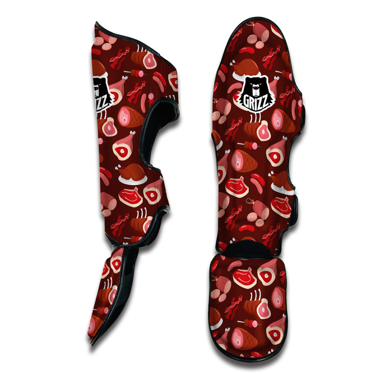 Red Meat Beef Pork Print Pattern Muay Thai Shin Guards-grizzshop