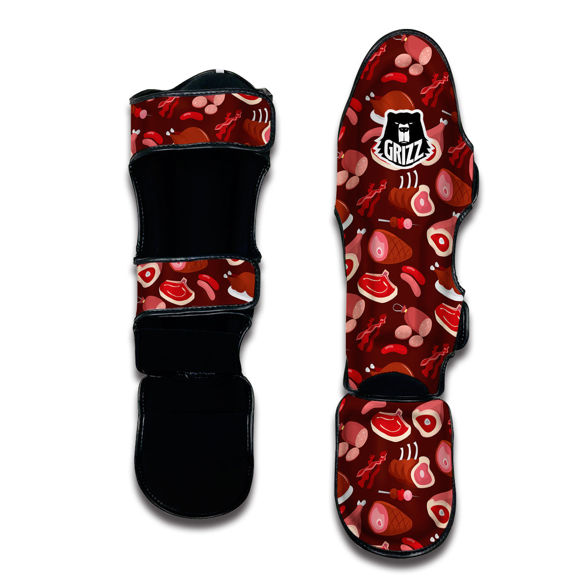 Red Meat Beef Pork Print Pattern Muay Thai Shin Guards-grizzshop