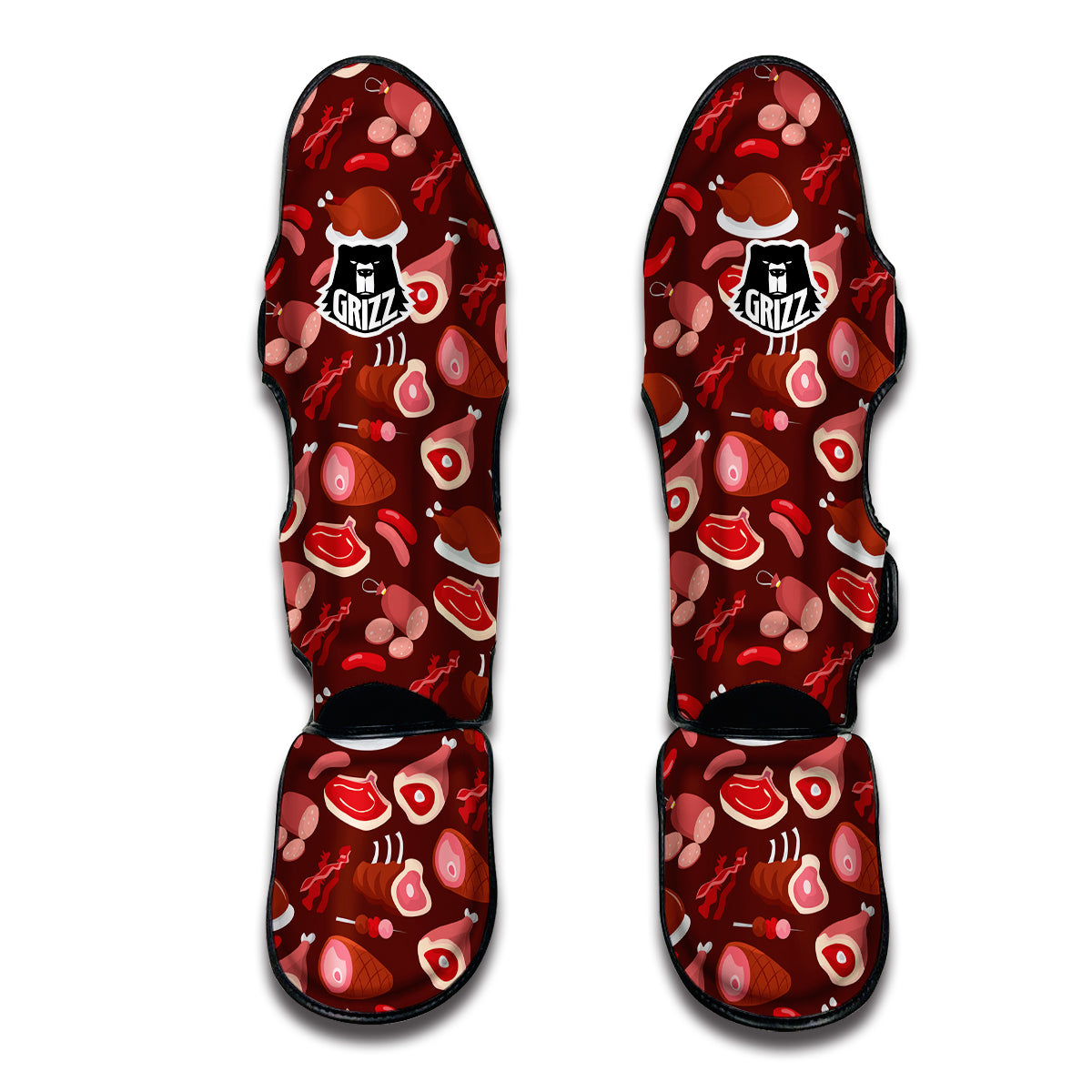 Red Meat Beef Pork Print Pattern Muay Thai Shin Guards-grizzshop