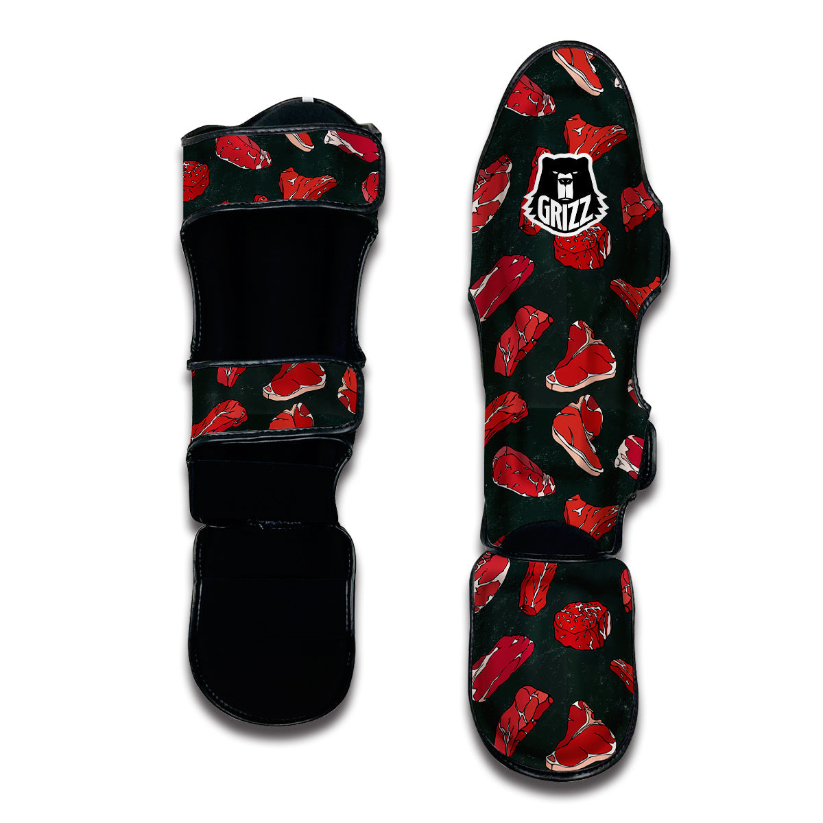 Red Meat Beef Print Pattern Muay Thai Shin Guards-grizzshop