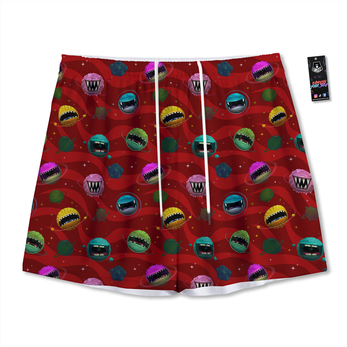 Shark Doodle Print Pattern Mesh Shorts