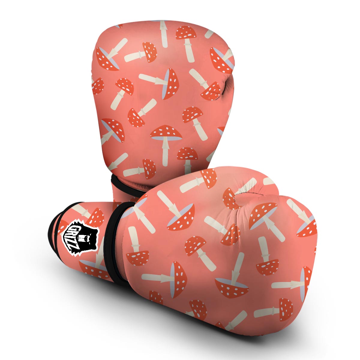 Red Mushroom Dot Pattern Print Boxing Gloves-grizzshop