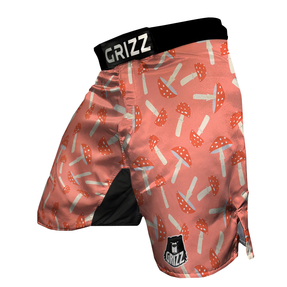 Red Mushroom Dot Pattern Print MMA Shorts-grizzshop