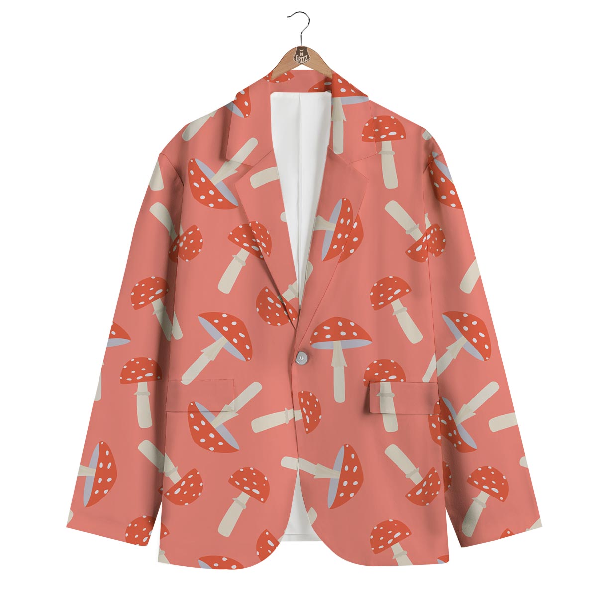 Red Mushroom Dot Pattern Print Men's Blazer-grizzshop