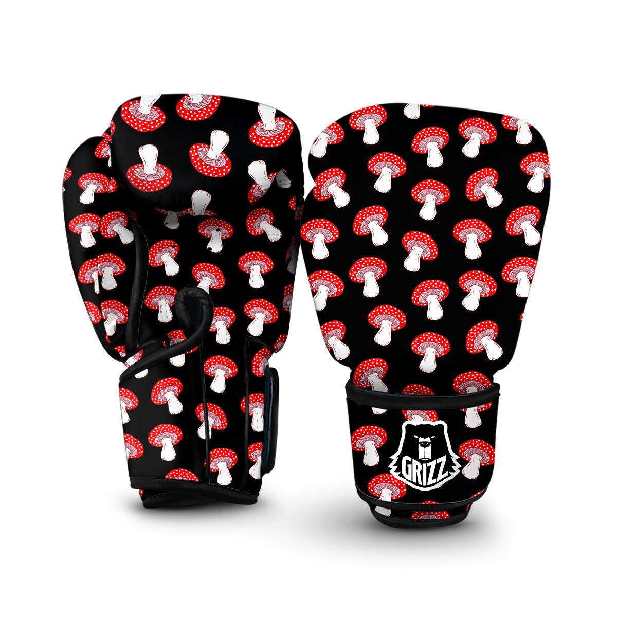 Red Mushroom Dot Print Pattern Boxing Gloves-grizzshop