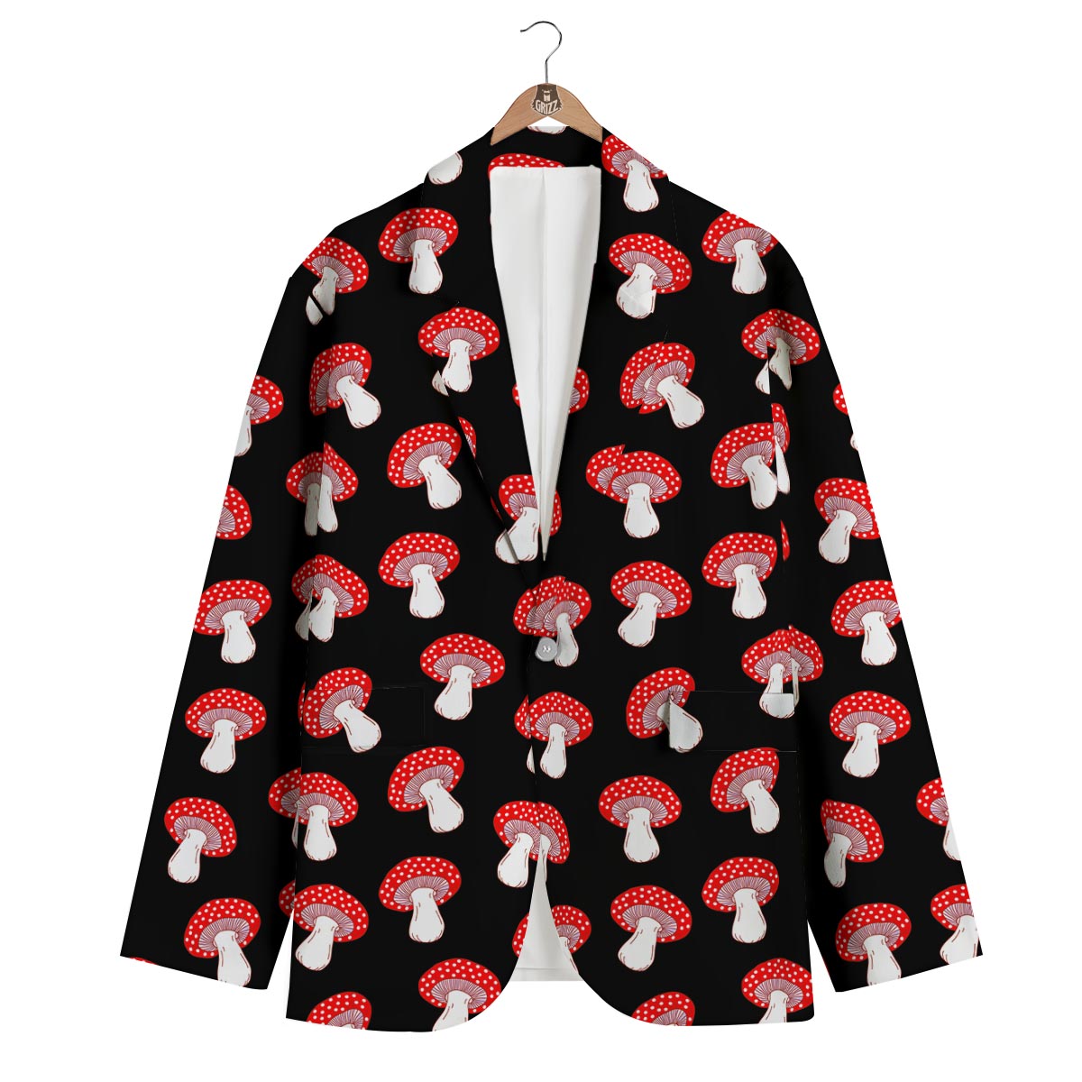 Red Mushroom Dot Print Pattern Men's Blazer-grizzshop