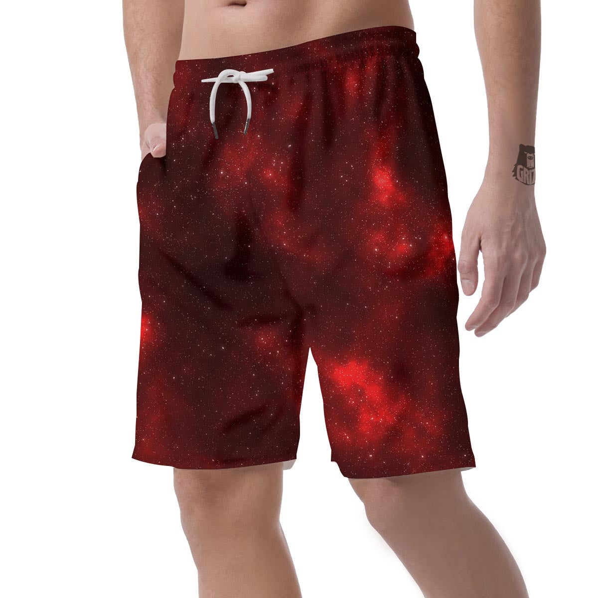 Red Nebula Galaxy Space Men's Shorts-grizzshop