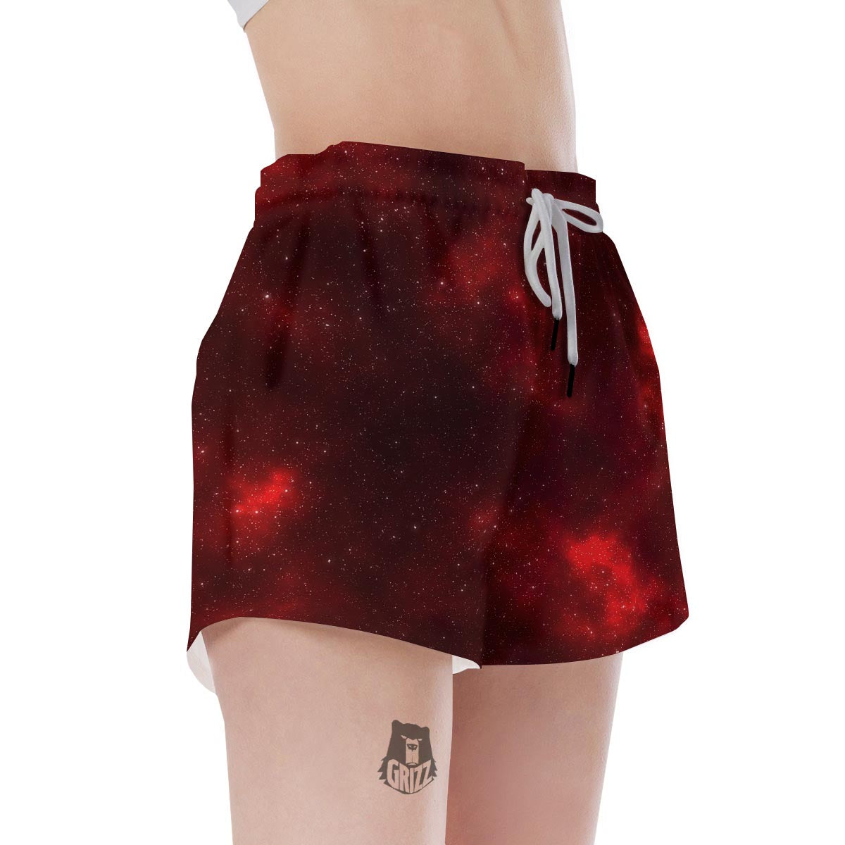 Red Nebula Galaxy Space Women's Shorts-grizzshop