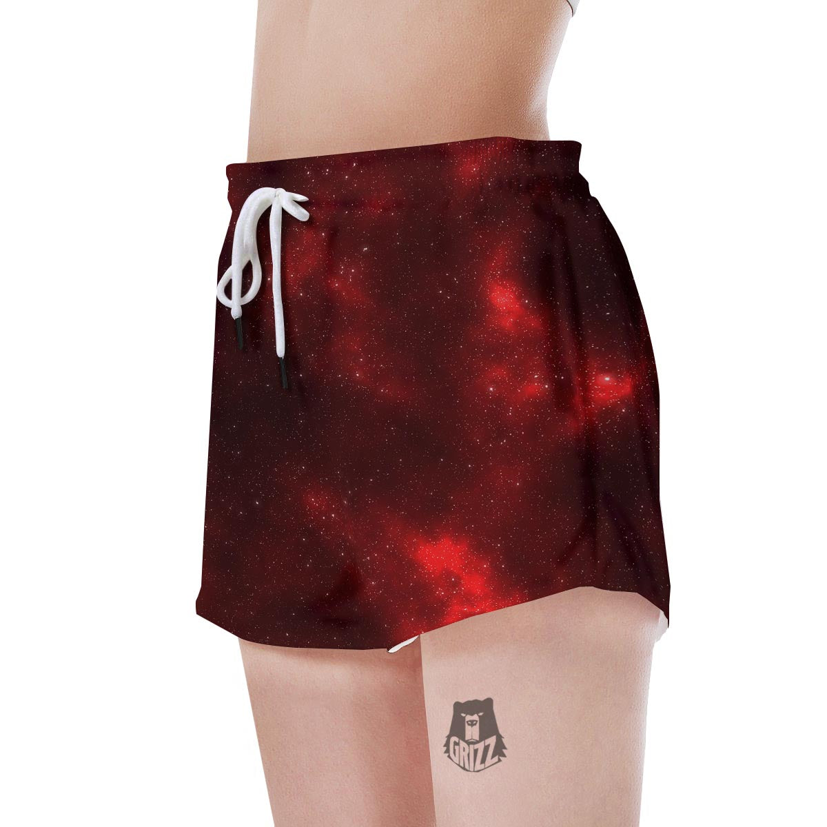Red Nebula Galaxy Space Women's Shorts-grizzshop