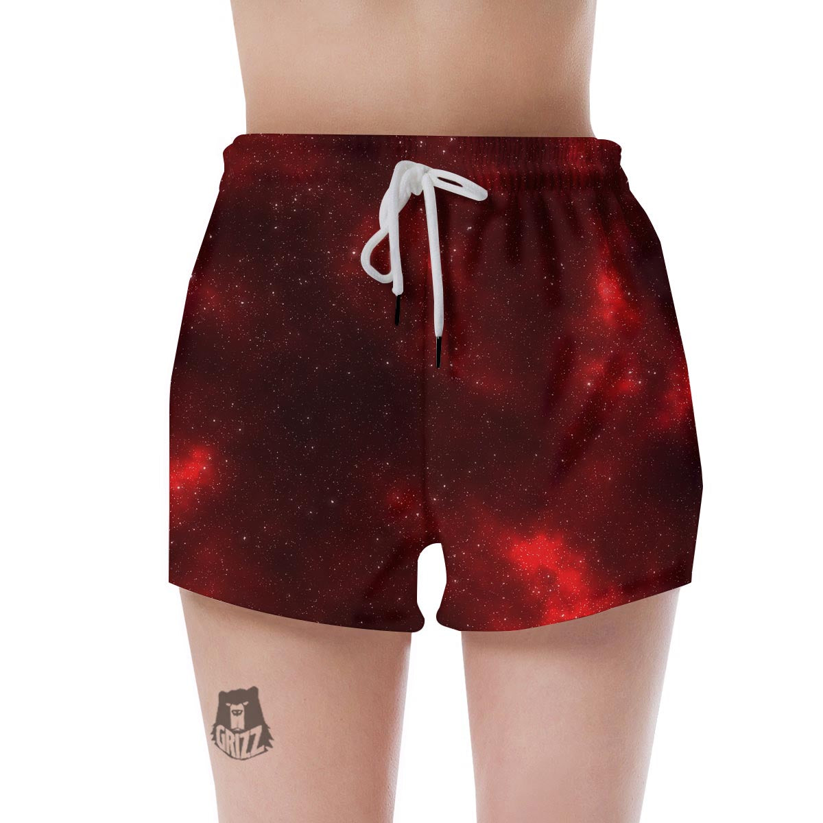Red Nebula Galaxy Space Women's Shorts-grizzshop