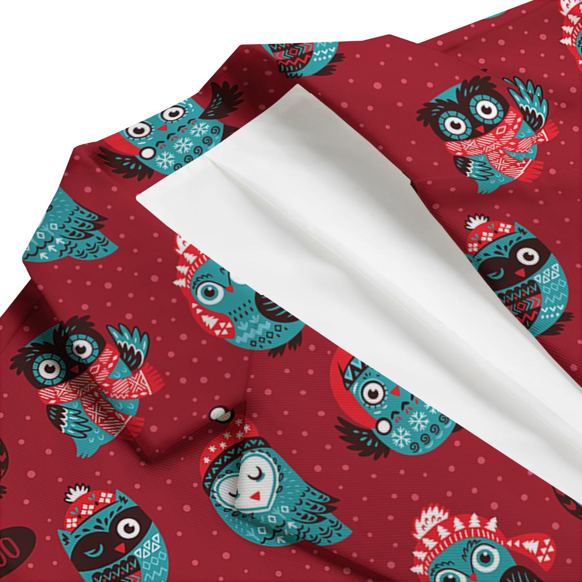 Red Owl Christmas Pattern Print Men's Blazer-grizzshop