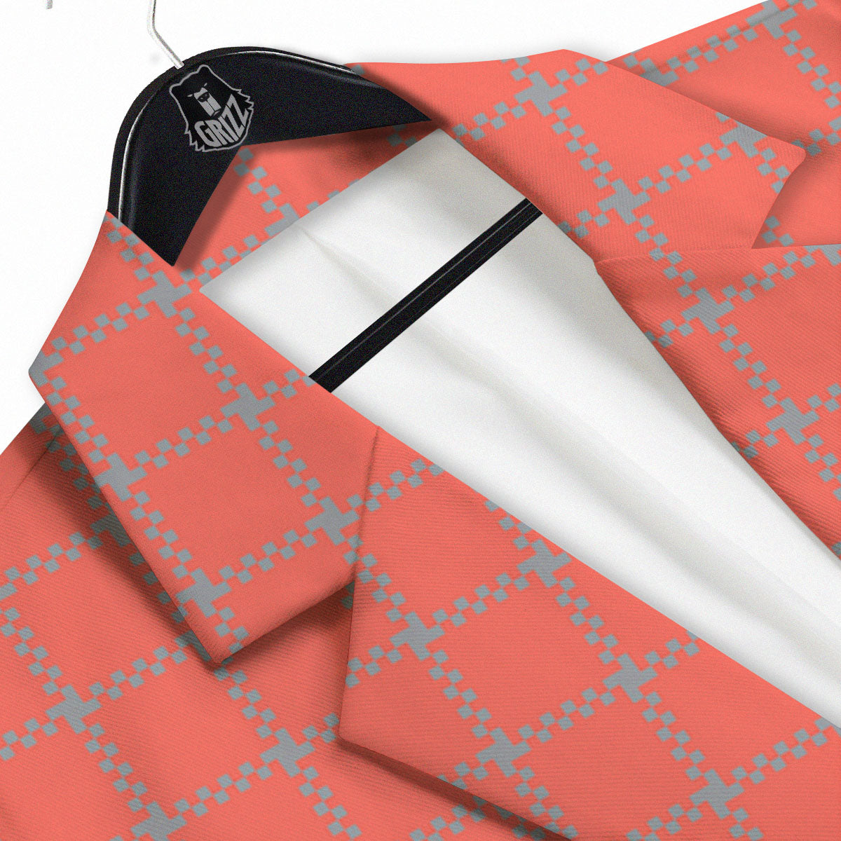 Red Pastel And Grey Tattersall Print Men's Sport Coat-grizzshop