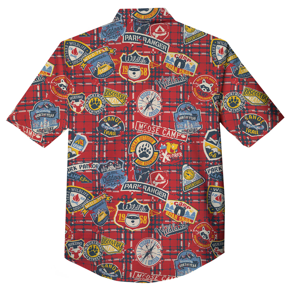 Red Plaid Mountain Camp Tartan Print Button Up Shirt-grizzshop