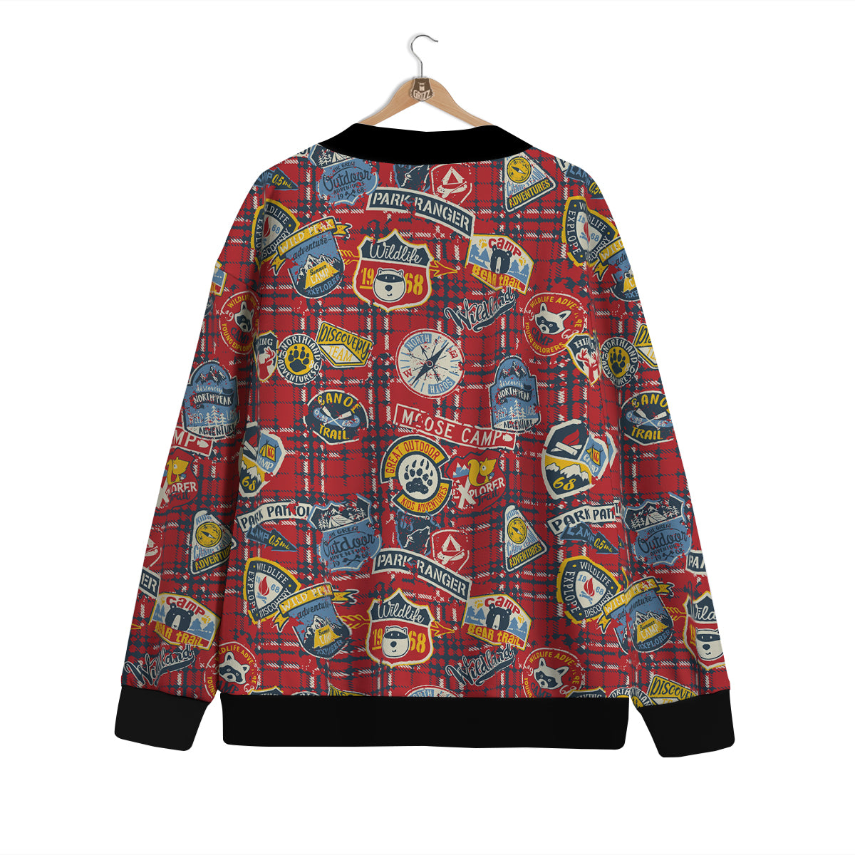 Red Plaid Mountain Camp Tartan Print Cardigan-grizzshop