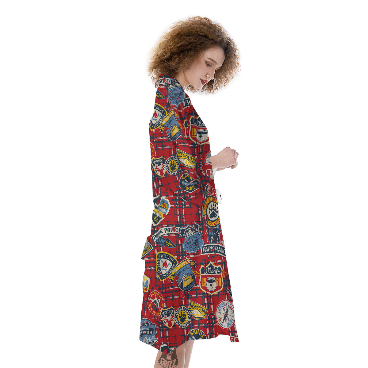 Red Plaid Mountain Camp Tartan Print Kimono-grizzshop