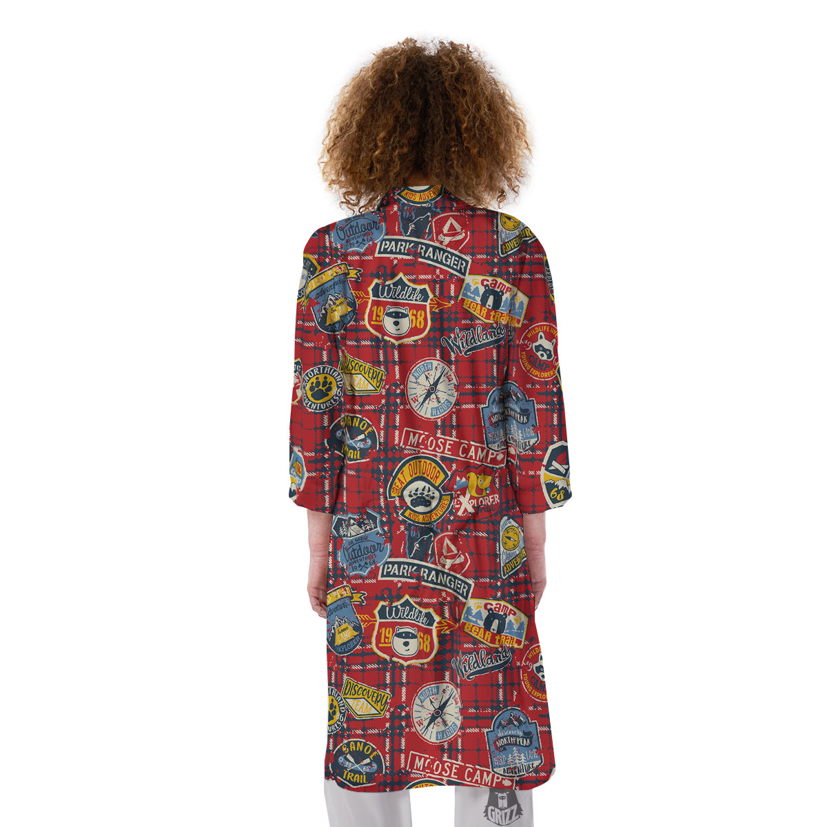 Red Plaid Mountain Camp Tartan Print Kimono-grizzshop