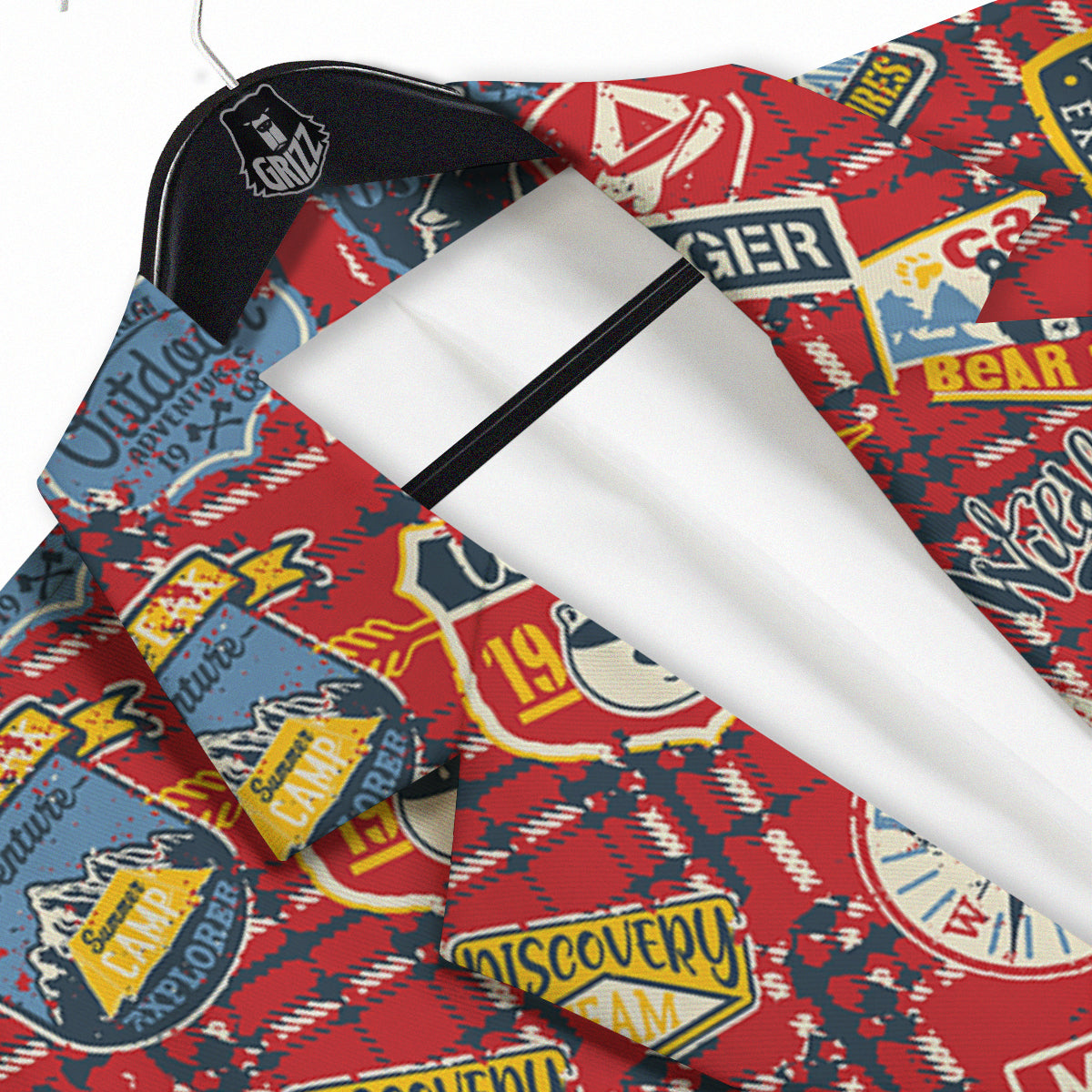Red Plaid Mountain Camp Tartan Print Men's Sport Coat-grizzshop