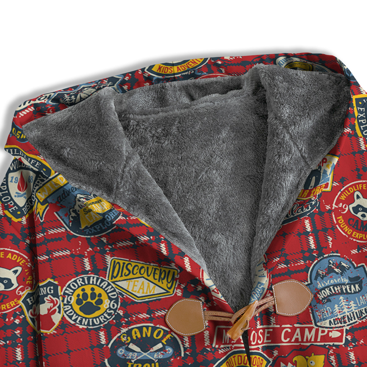 Red Plaid Mountain Camp Tartan Print Men's Windbreaker Jacket-grizzshop