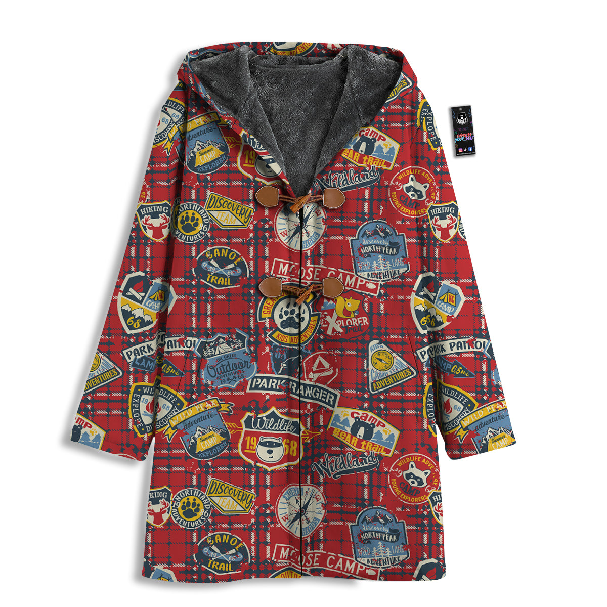 Red Plaid Mountain Camp Tartan Print Men's Windbreaker Jacket-grizzshop