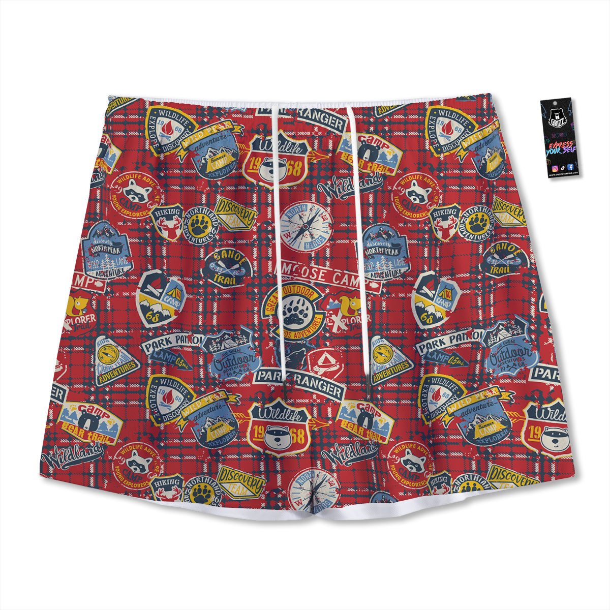 Shark White And Grey Print Pattern Mesh Shorts