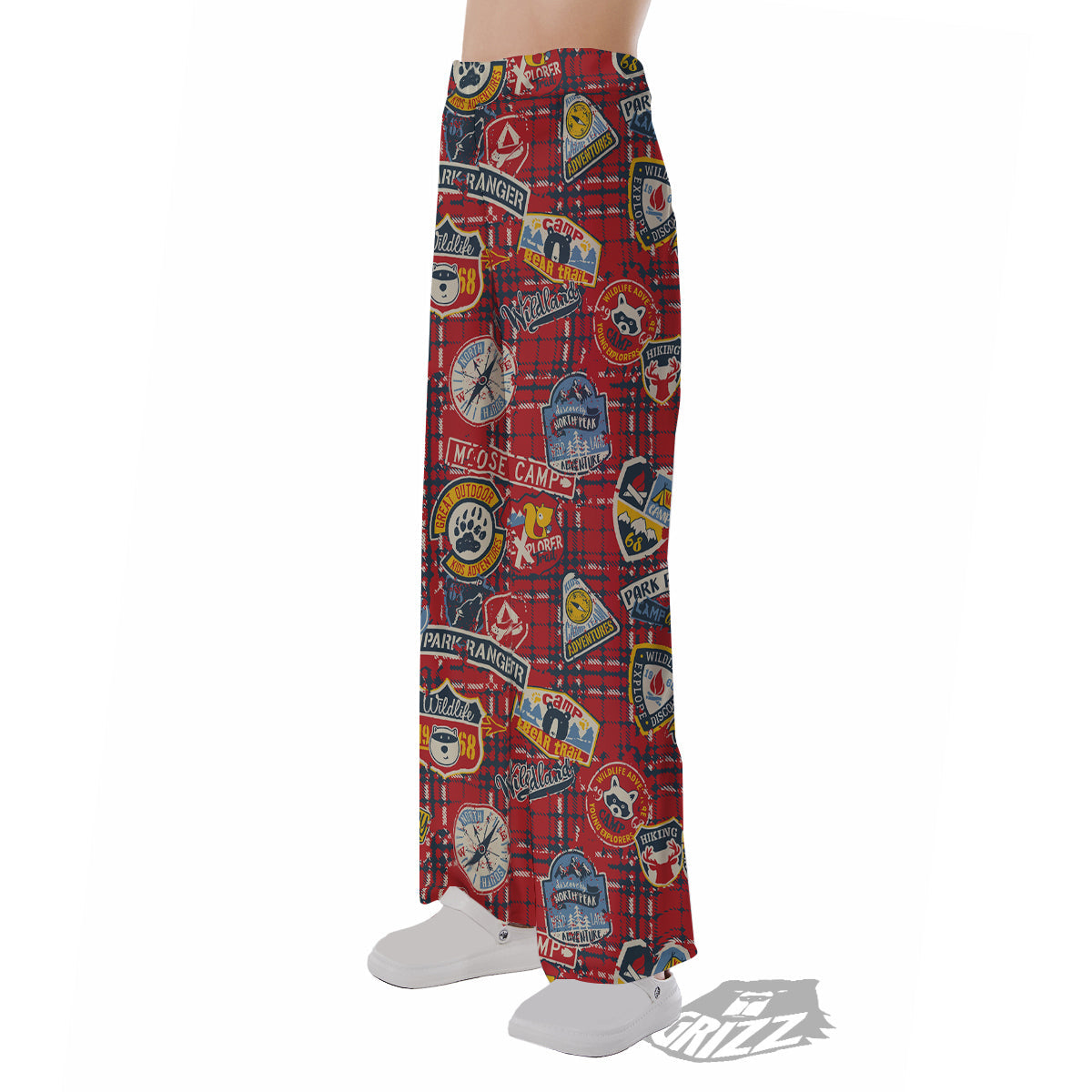 Red Plaid Mountain Camp Tartan Print Pajama Pants-grizzshop